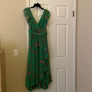 Green and pink floral Anthropologie dress